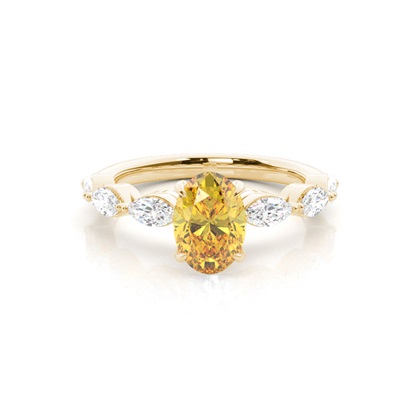 Yellow Diamond Side Stone Engagement Ring