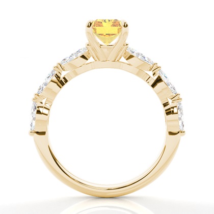 Verlobungsring mit gelbem Diamant und seitlichem Stein