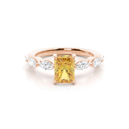 Yellow Diamond Side Stone Engagement Ring