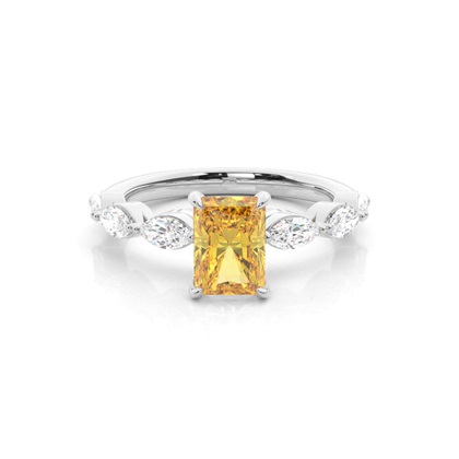 Yellow Diamond Side Stone Engagement Ring