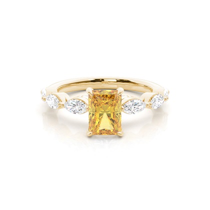 Yellow Diamond Side Stone Engagement Ring
