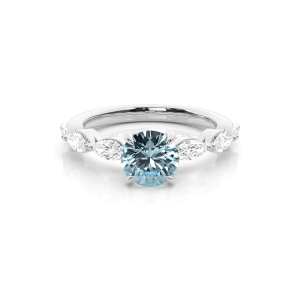 Prong Set Aqamarine Engagement Ring