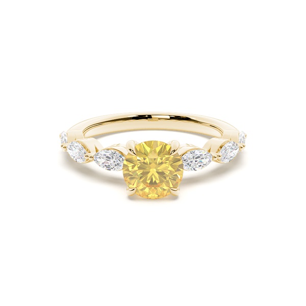 Yellow Diamond Side Stone Engagement Ring