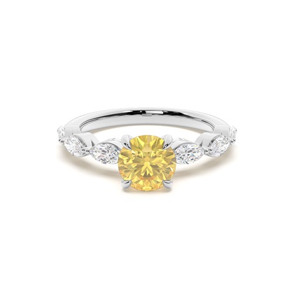 Yellow Diamond Side Stone Engagement Ring