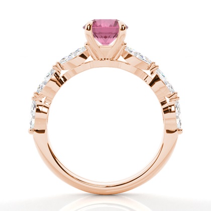 Krappenbesetzter rosa Turmalin-Verlobungsring