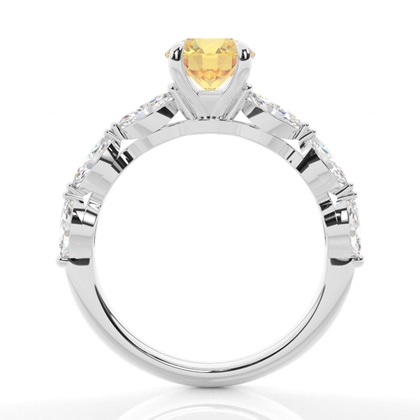 Yellow Diamond Side Stone Engagement Ring