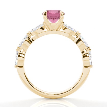 Krappenbesetzter rosa Turmalin-Verlobungsring