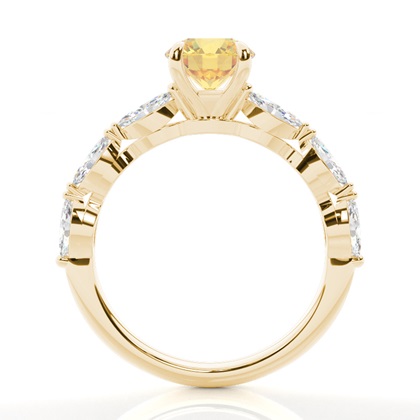 Yellow Diamond Side Stone Engagement Ring