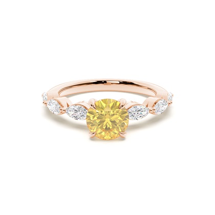 Yellow Diamond Side Stone Engagement Ring