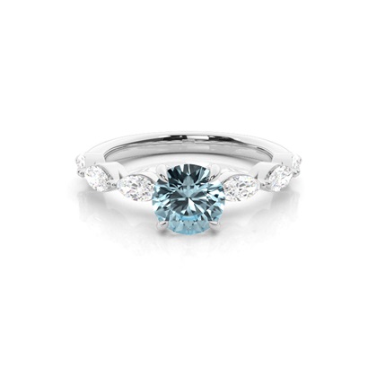 Prong Set Aqamarine Engagement Ring
