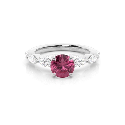 Prong Set Pink Tourmaline Engagement Ring