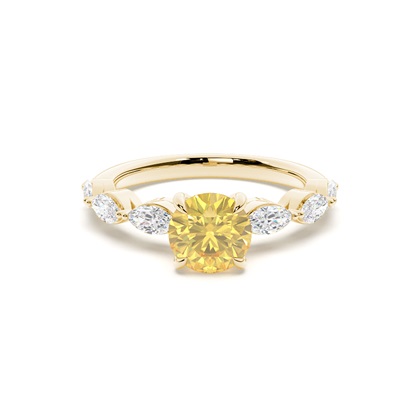 Yellow Diamond Side Stone Engagement Ring