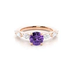 Prong Set Amethyst Engagement Ring