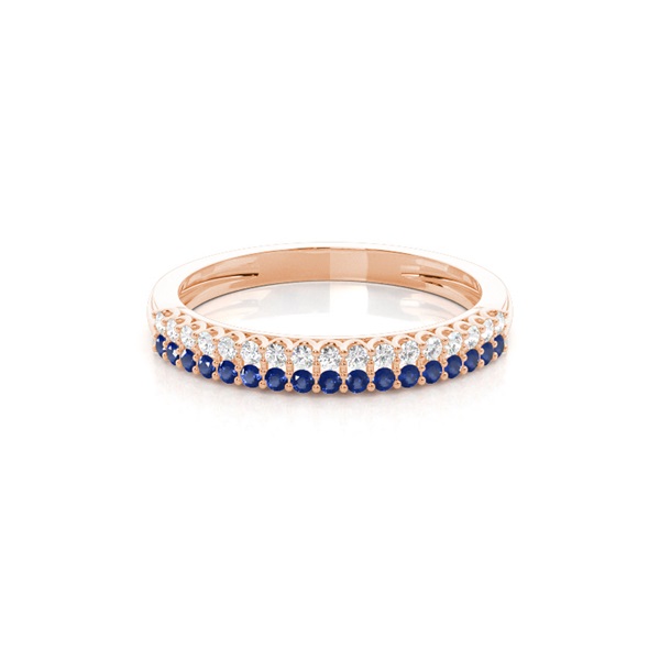 Micro Prong Blue Sapphire Half Eternity Ring