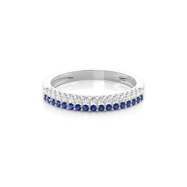 Micro Prong Blue Sapphire Half Eternity Ring