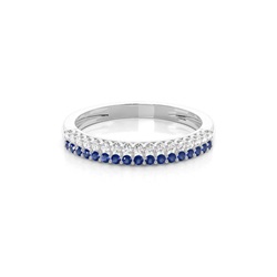 Halber Ewigkeitsring Mit Blauem Saphir Mit Mikrozähnen