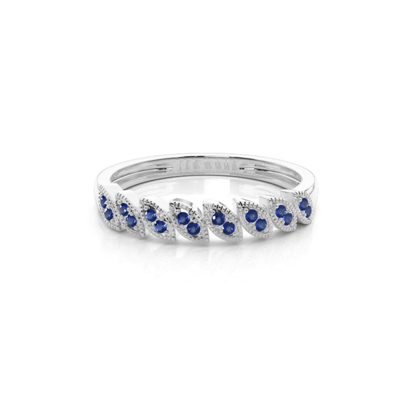 Micro Pave Blue Sapphire Half Eternity Ring