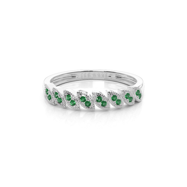 Micro Pave Emerald Half Eternity Ring