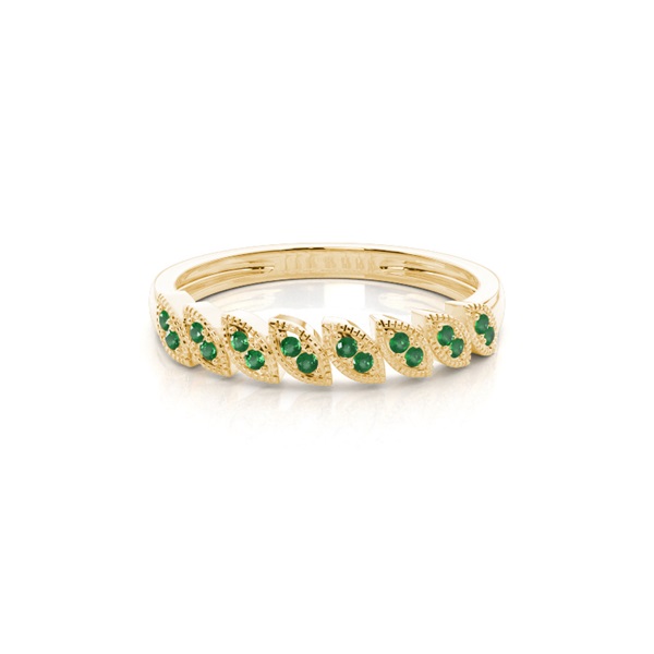 Micro Pave Emerald Half Eternity Ring