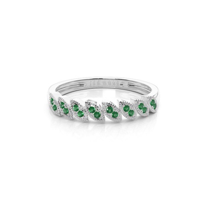 Micro Pave Emerald Half Eternity Ring