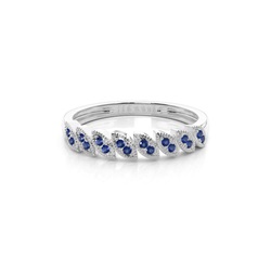 Micro Pave Blauer Saphir Halber Ewigkeitsring