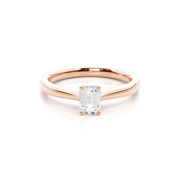 4 Prong Setting Emerald Diamond Plain Engagement Ring