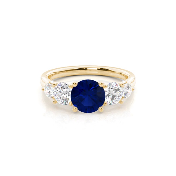 Prong Setting Blue Sapphire Five Stone Ring
