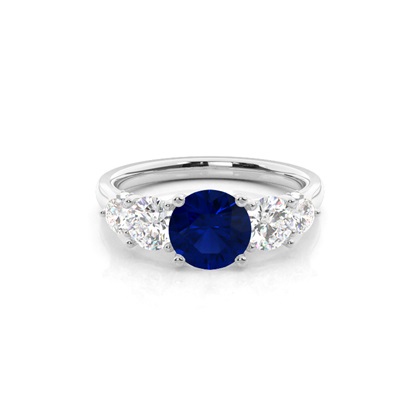 Prong Setting Blue Sapphire Five Stone Ring