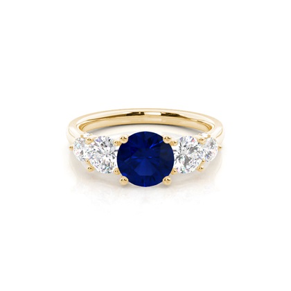 Prong Setting Blue Sapphire Five Stone Ring