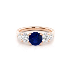 Prong Setting Blue Sapphire Five Stone Ring