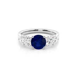 Prong Setting Blue Sapphire Five Stone Ring