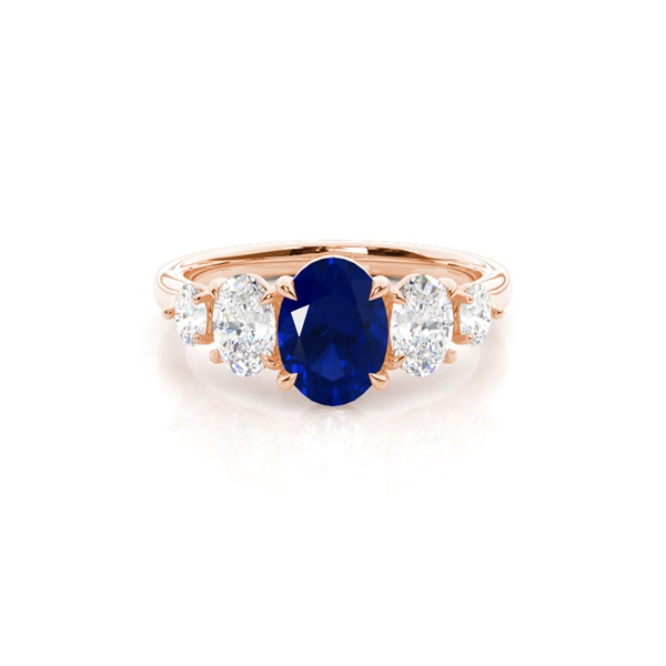 Prong Setting Blue Sapphire Five Stone Ring