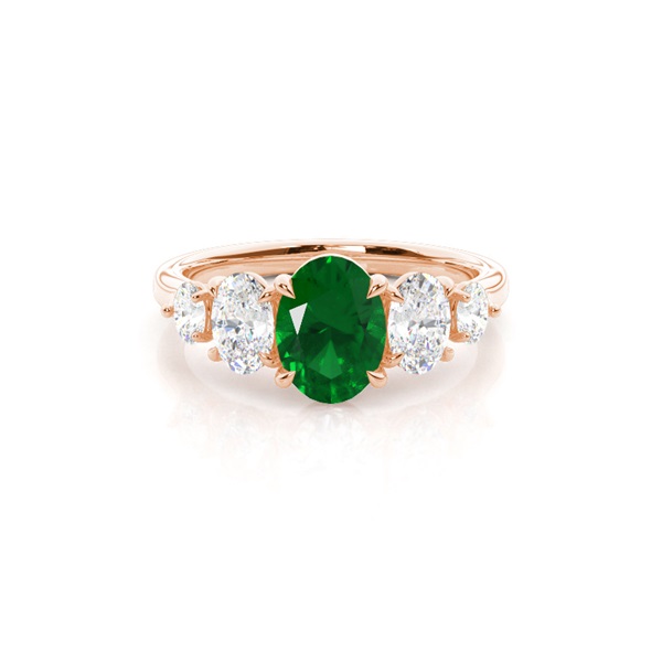 Prong Setting Emerald Five Stone Ring