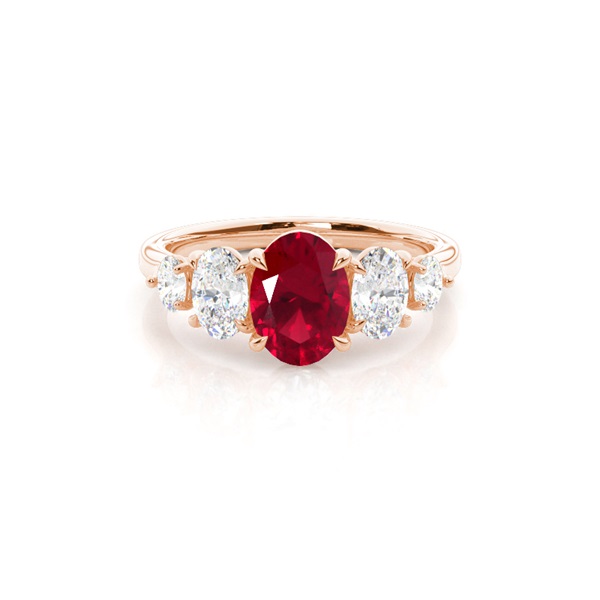Prong Setting Ruby Five Stone Ring