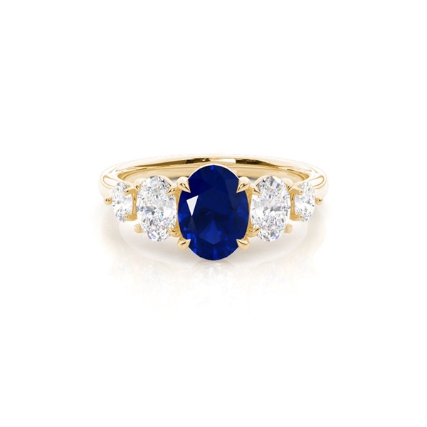 Prong Setting Blue Sapphire Five Stone Ring