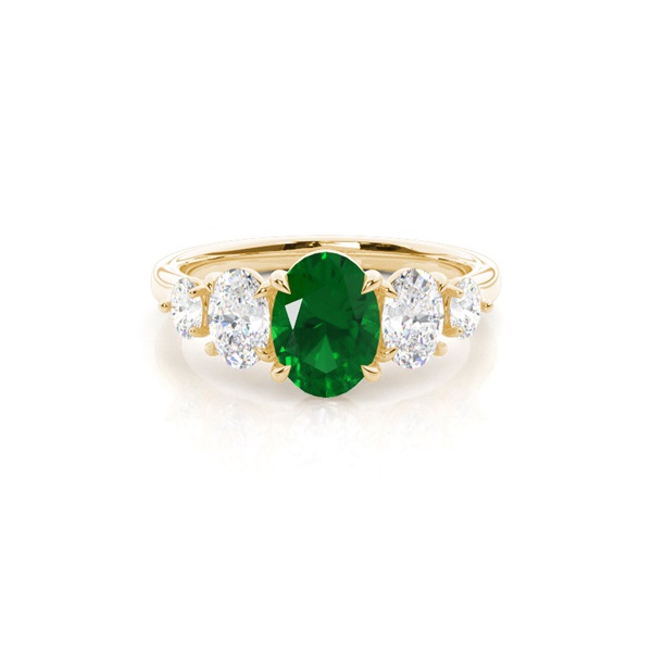 Prong Setting Emerald Five Stone Ring