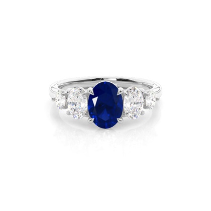 Prong Setting Blue Sapphire Five Stone Ring