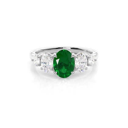 Prong Setting Emerald Five Stone Ring