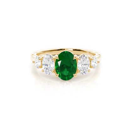 Prong Setting Emerald Five Stone Ring