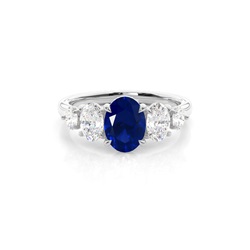 Prong Setting Blue Sapphire Five Stone Ring