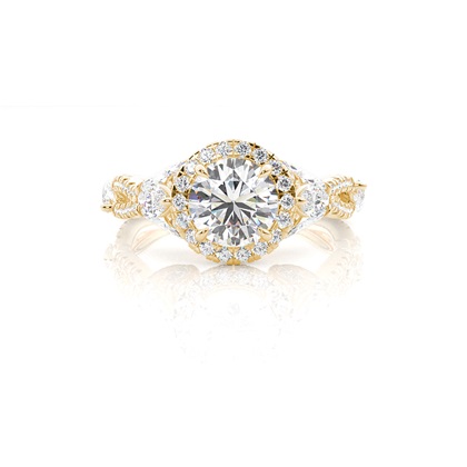 Yellow Gold Twisted Diamond Engagement Rings