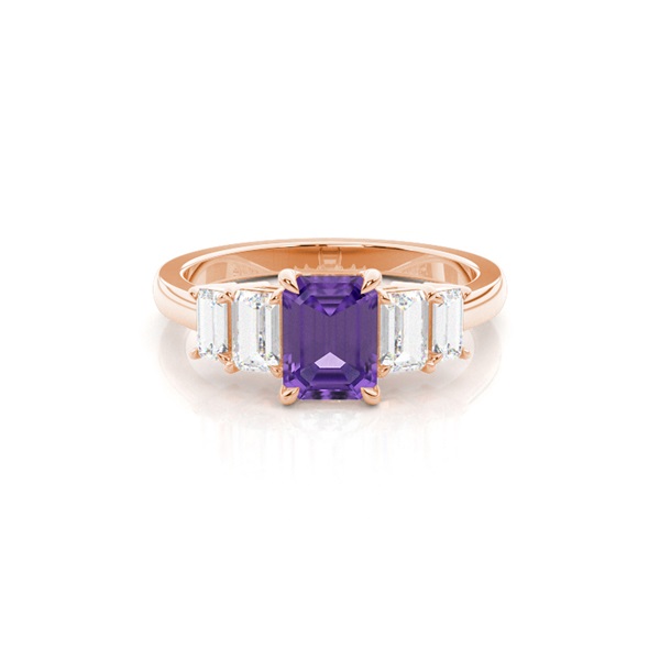 Prong Setting Amethyst Side Stone Ring