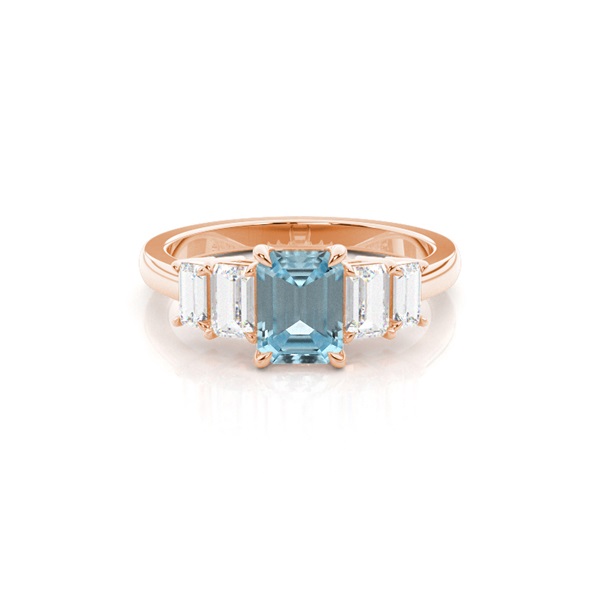 Prong Setting Aquamarine Side Stone Ring