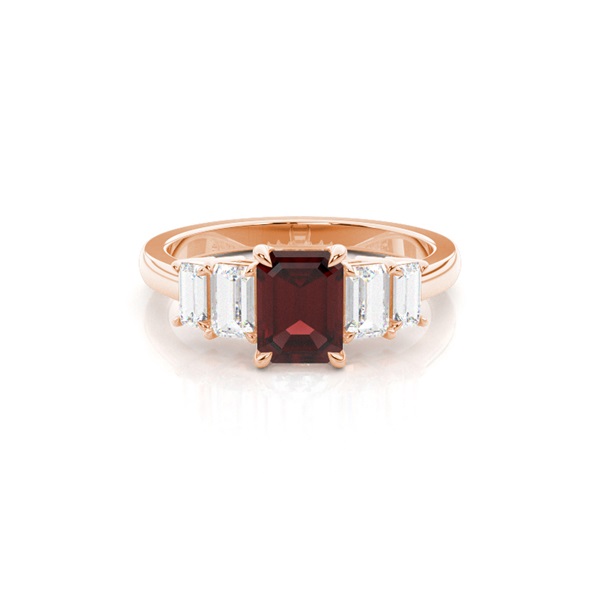Prong Setting Garnet Side Stone Ring