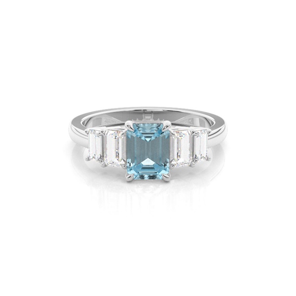 Prong Setting Aquamarine Side Stone Ring