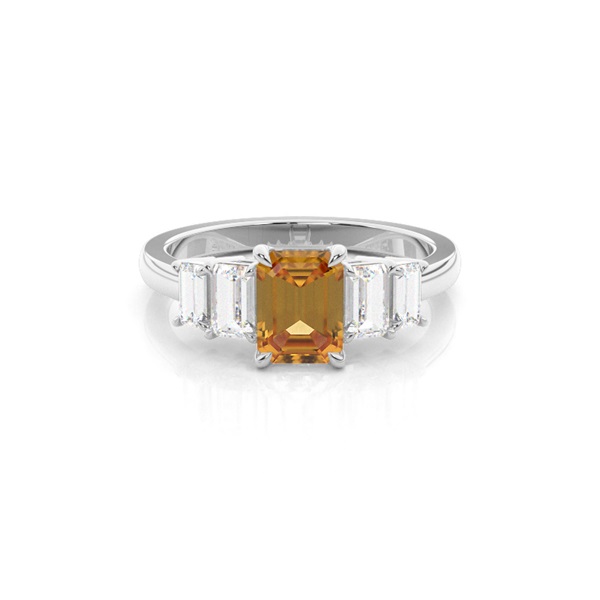 Prong Setting Citrine Side Stone Ring