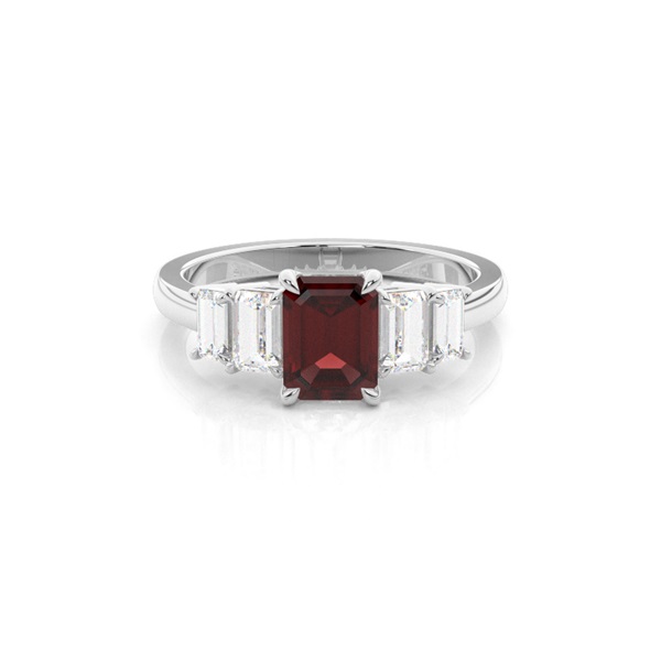 Prong Setting Garnet Side Stone Ring