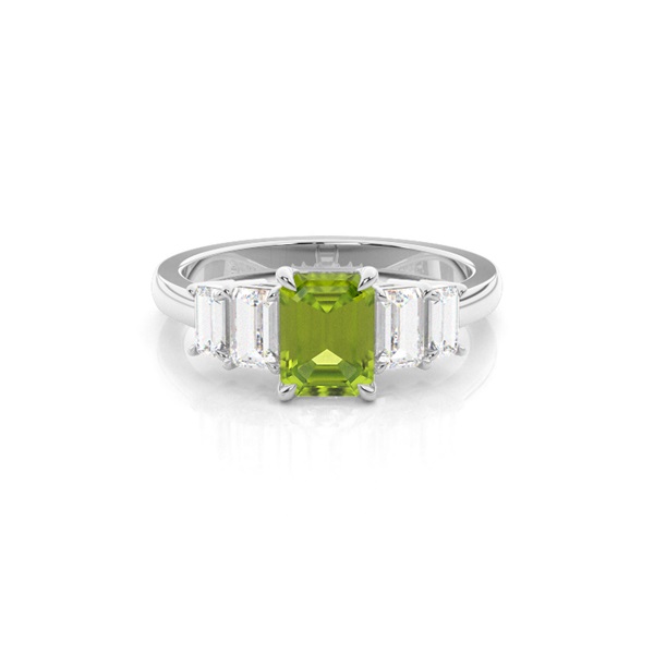 Prong Setting Peridot Side Stone Ring