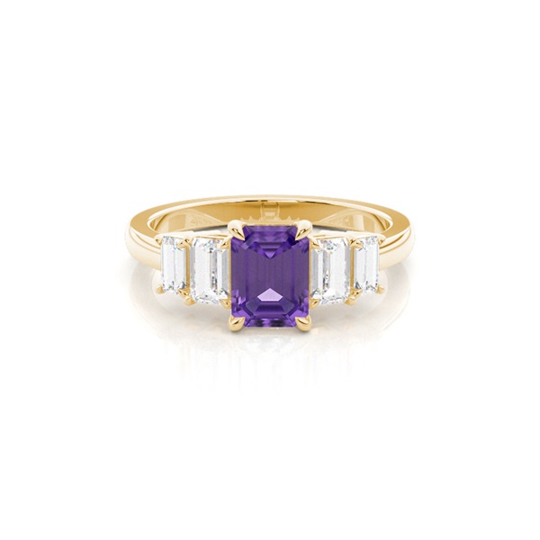 Prong Setting Amethyst Side Stone Ring