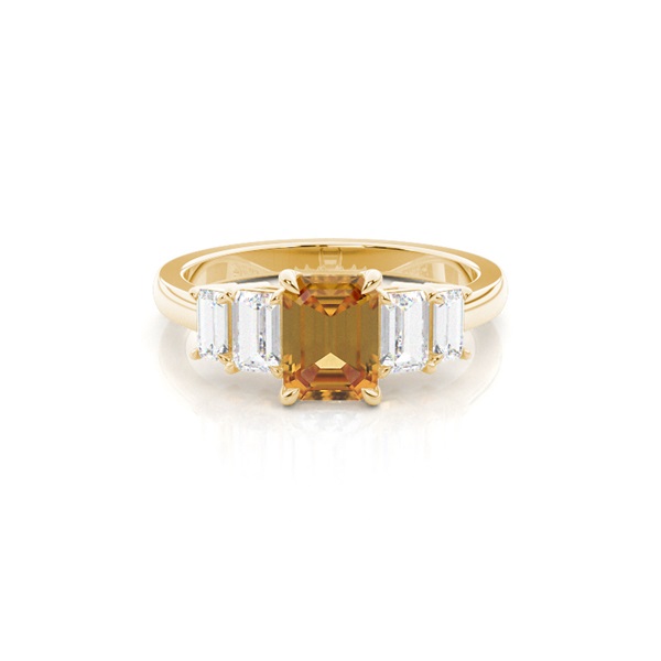 Prong Setting Citrine Side Stone Ring